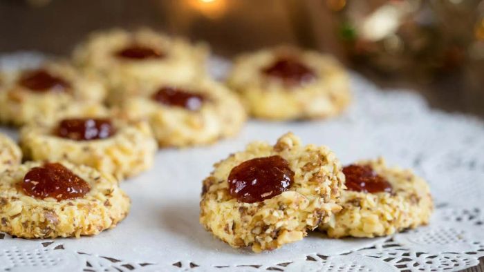 Jam-filled thumbprint cookies