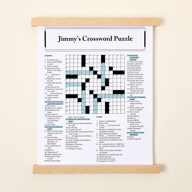 crossword scroll print, "Jimmy's crossword puzzle"
