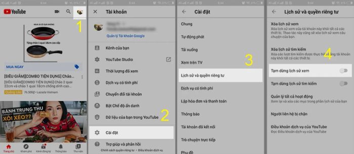 Cách dừng việc cập nhật lịch sử xem trên Youtube