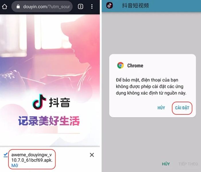 Cài đặt TikTok Trung Quốc trên điện thoại Android