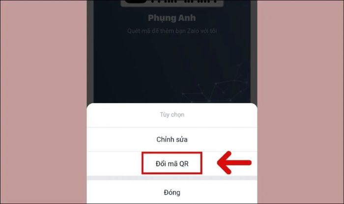 Nhấn vào nút Đổi mã QR