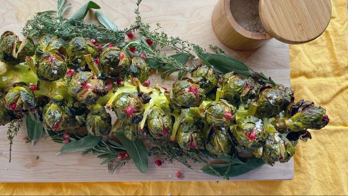 An impressive stalk of Brussels sprouts