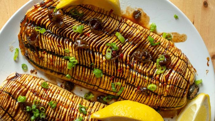 A breathtaking presentation of hasselback squash