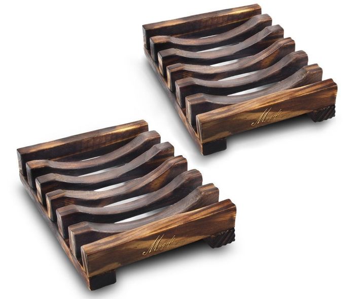 Wooden slatted soap dishes
