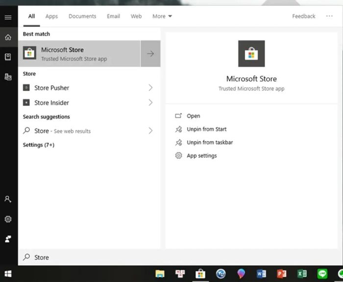 Mở Microsoft Store trên hệ điều hành Win 10