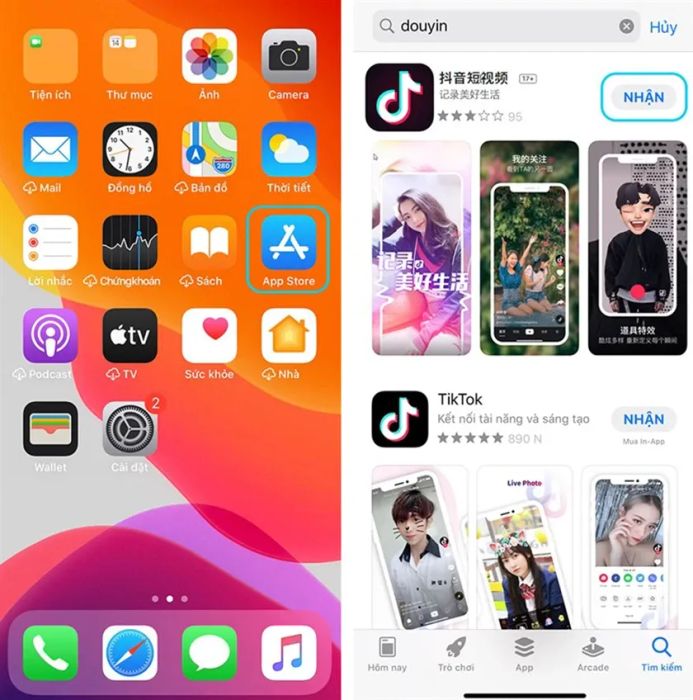 Truy cập App Store và tìm kiếm với từ khóa Douyin