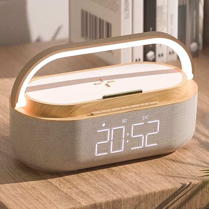The glowing alarm clock during daylight hours