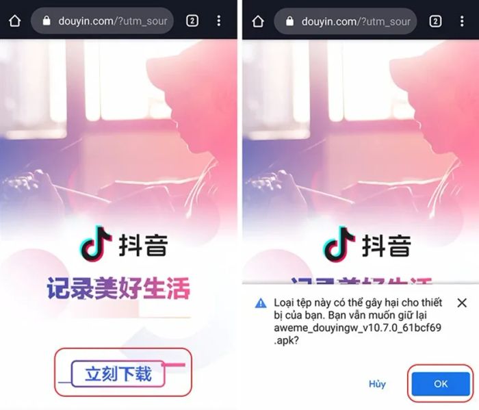 Cài đặt TikTok Trung Quốc trên điện thoại Android