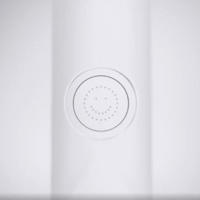 A gif showing a white Burst Oral Care toothbrush with a glowing display