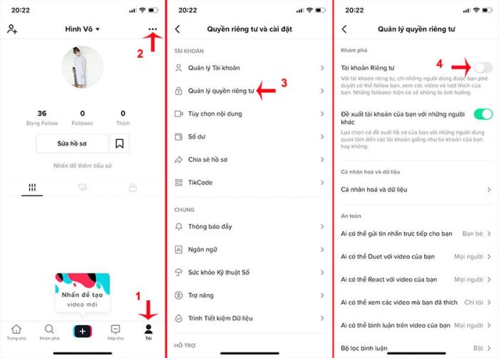 Chuyển tài khoản TikTok sang chế độ công khai để thu hút thêm follow