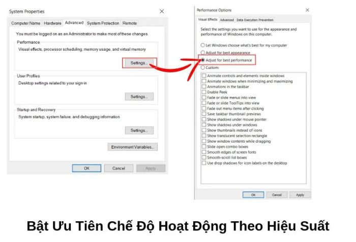 Tăng tốc Win 10 bằng cách bật chế độ ưu tiên hiệu suất