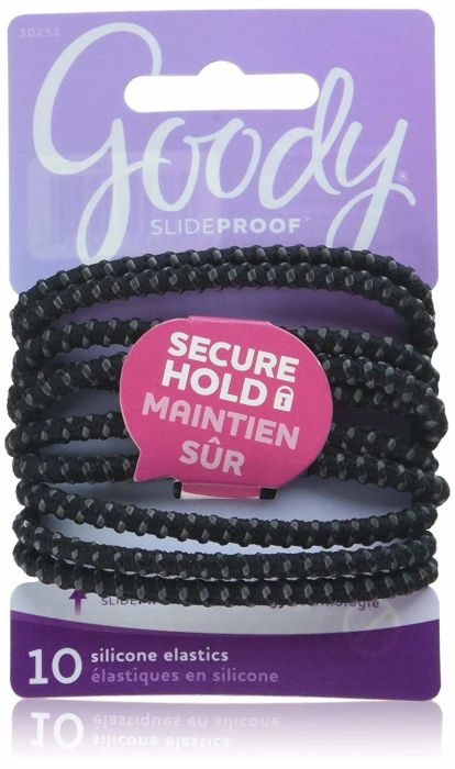 The hair ties with rubber grips for extra hold