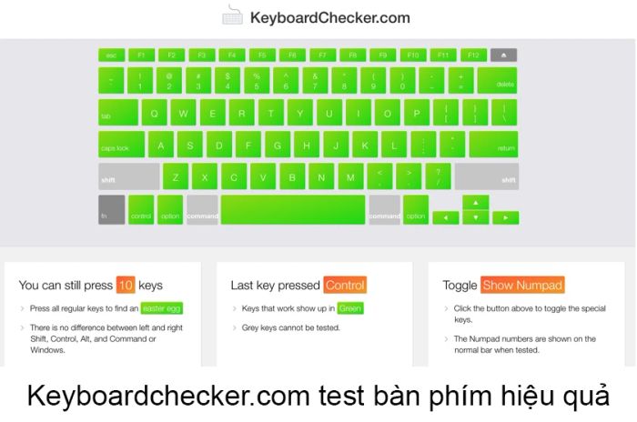 Keyboardchecker.com phần mềm kiểm tra bàn phím MacBook trực tuyến