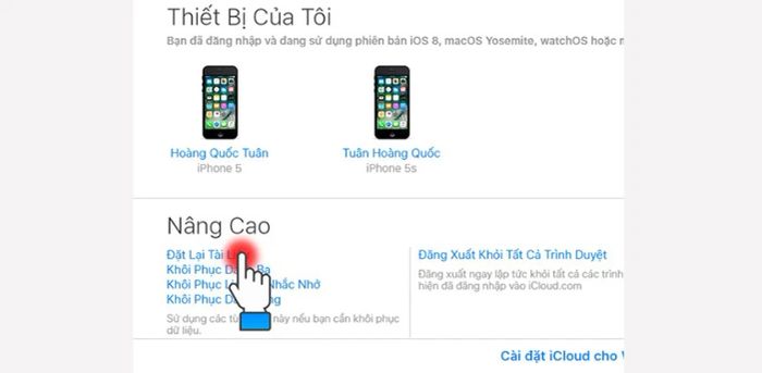 chọn mục Đặt lại tài liệu