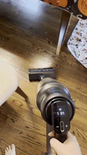 a gif demonstrating the use of the Samsung AI vacuum in action