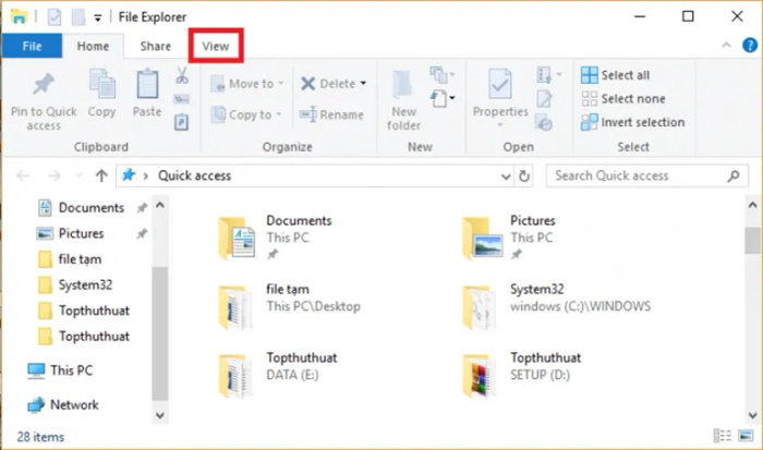 Điều chỉnh các cài đặt trong File Explorer