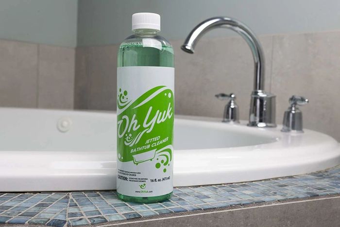 A bottle of Oh Yuk cleaner