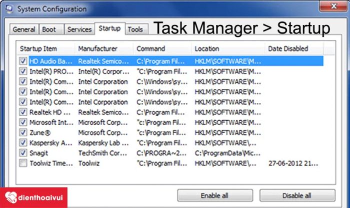 Tắt các ứng dụng không cần thiết để tiết kiệm pin cho laptop