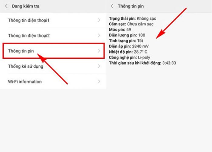 Hướng dẫn kiểm tra pin Xiaomi