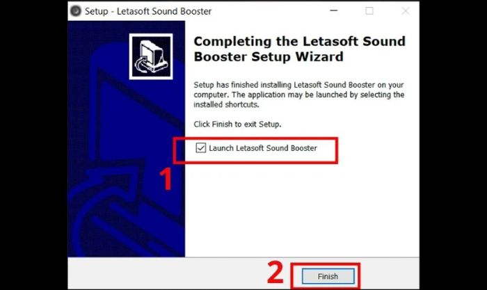 Đánh dấu vào Launch letasoft Sound rồi nhấn Finish để kết thúc cài đặt