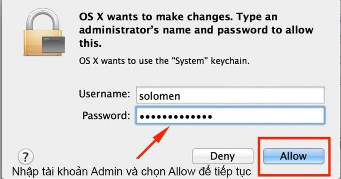 nhập tài khoản Admin