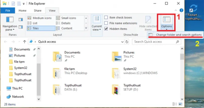 Cải thiện các thiết lập trong File Explorer để tối ưu hóa hiệu suất