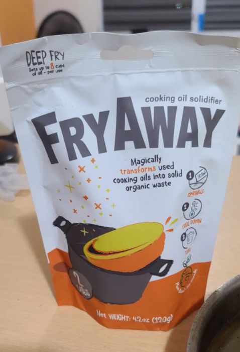 A bag of FryAway powder