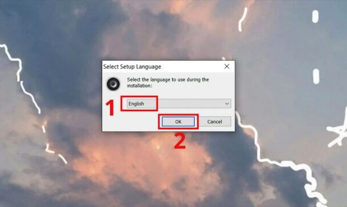 Chọn ngôn ngữ là English rồi nhấn OK để tiếp tục