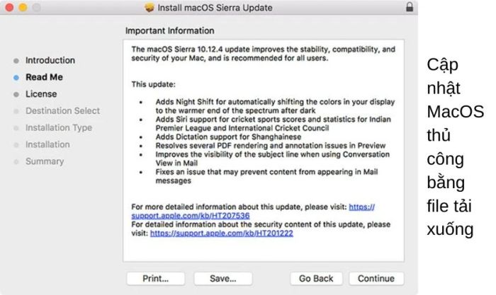 Cập nhật macOS theo cách thủ công