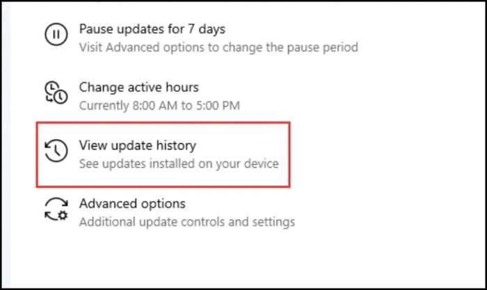 Chọn xem lịch sử cập nhật