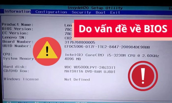 Lỗi USB Device Over Current Status Detected do sự cố với BIOS
