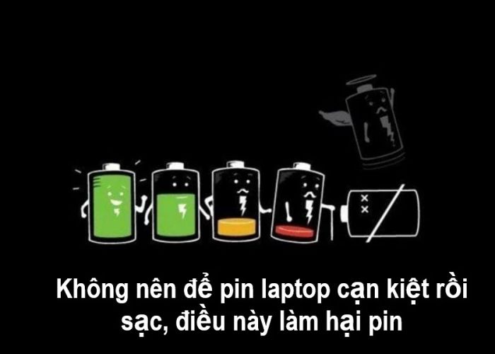 sạc pin laptop dell không để pin laptop bị cạn kiệt rồi mới sạc