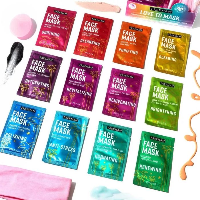 A flatlay showing all the face masks in the sampler pack