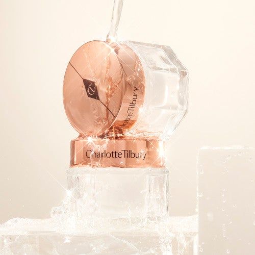 Two jars featuring glass bottoms and rose gold lids.
