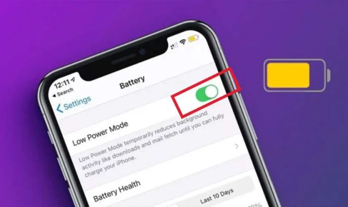 Chế độ tiết kiệm pin có thể khiến iPhone bị giật lag khi dung lượng pin thấp.