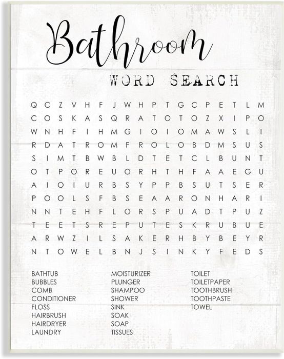 close-up of the bathroom-themed word search