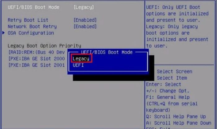 Thay đổi chế độ Boot từ UEFI sang Legacy