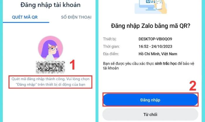 Chọn Đăng nhập