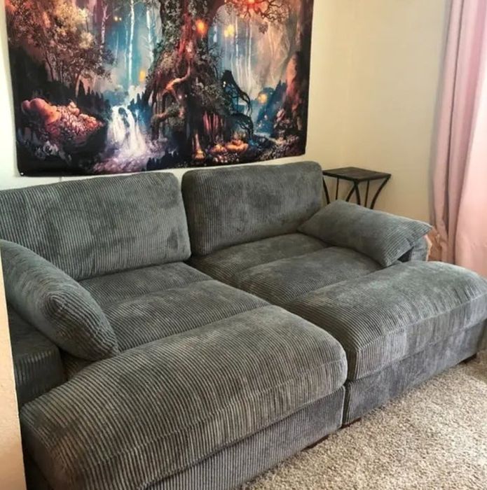 charcoal ribbed velvet sofa