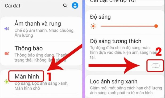 Cách khắc phục tình trạng pin tụt nhanh trên Samsung - Tắt chế độ sáng tự động