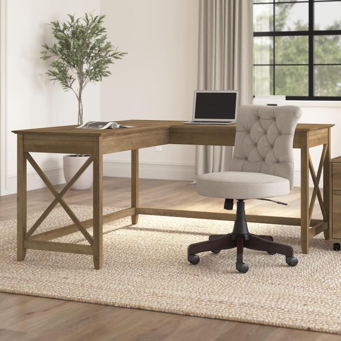 The wooden desk