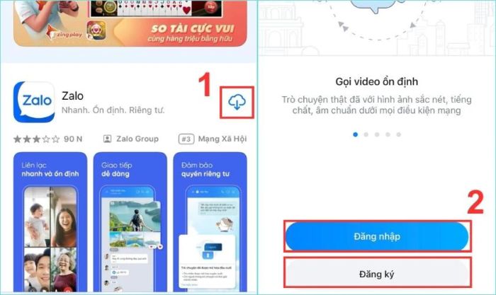 Chọn Đăng nhập tài khoản hoặc Đăng ký để bắt đầu sử dụng