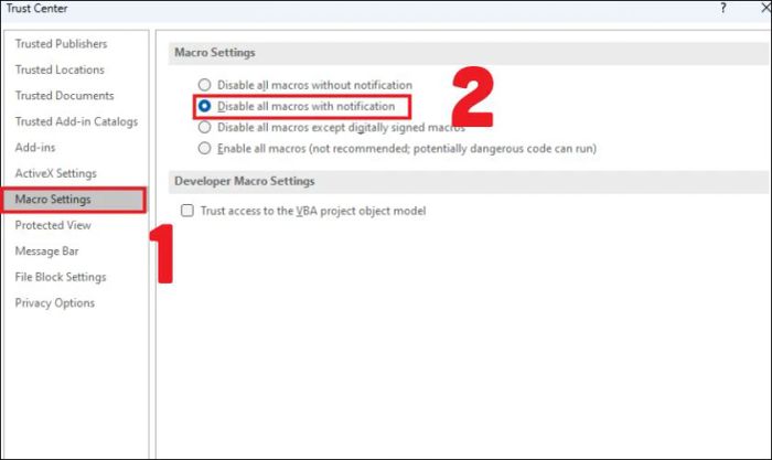 Kiểm tra xem tệp tin có chứa macro hay không