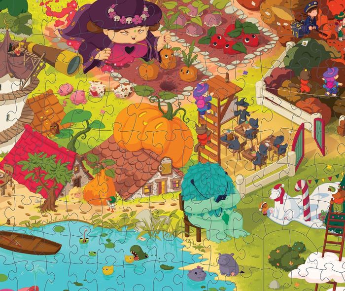 A magical puzzle filled with hidden Easter eggs scattered throughout.