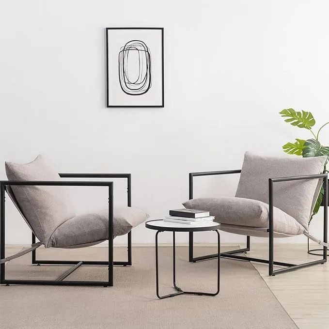 pair of grey sling chairs