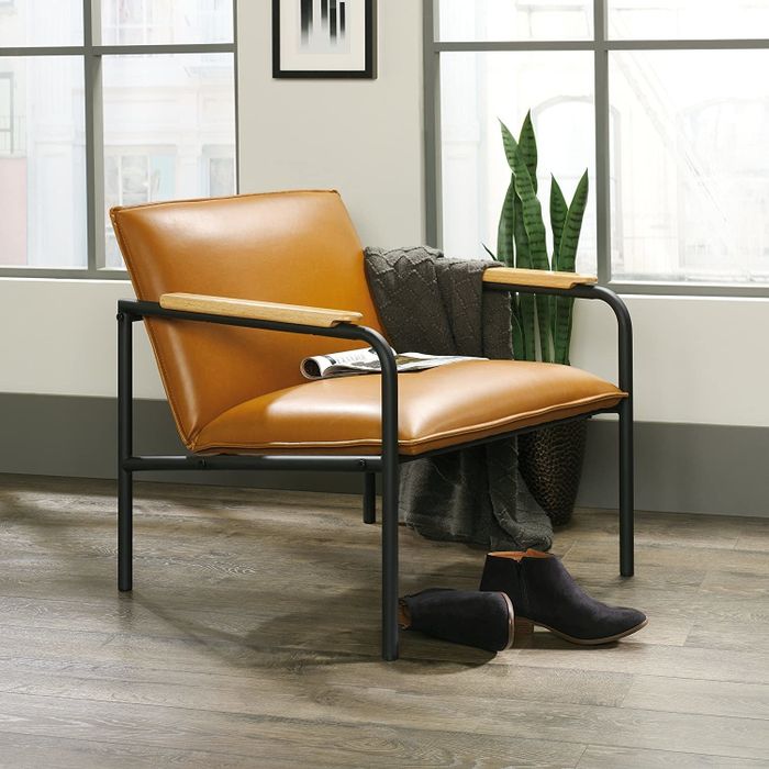 a sleek faux leather chair