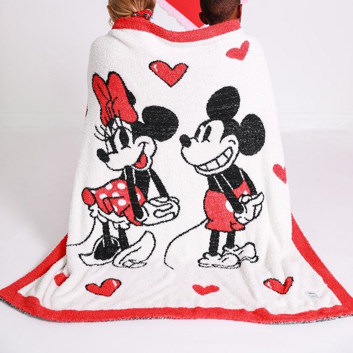 A soft Mickey and Minnie Mouse Valentine's Day blanket.