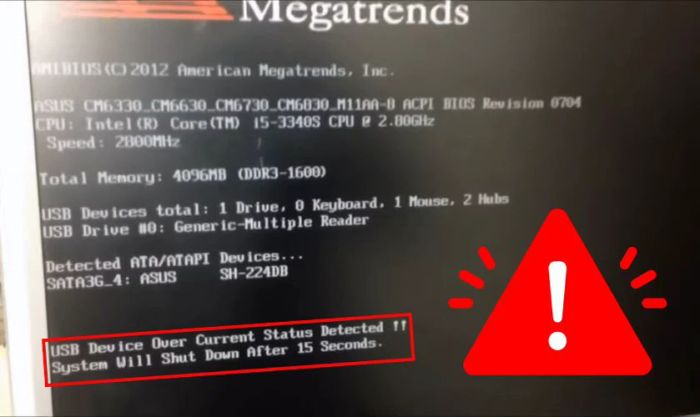 Lỗi USB Device Over Current Status Detected là gì?