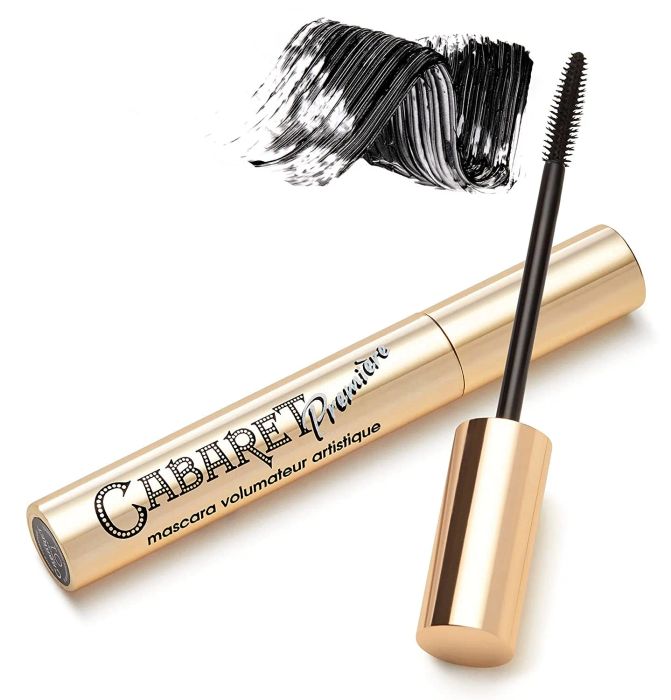 A gold tube of Cabaret Premiere Mascara on display