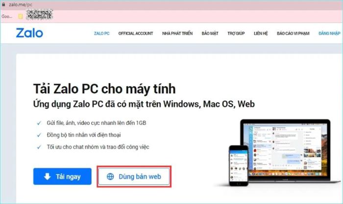 Hướng dẫn sử dụng Zalo ngay trên trình duyệt máy tính